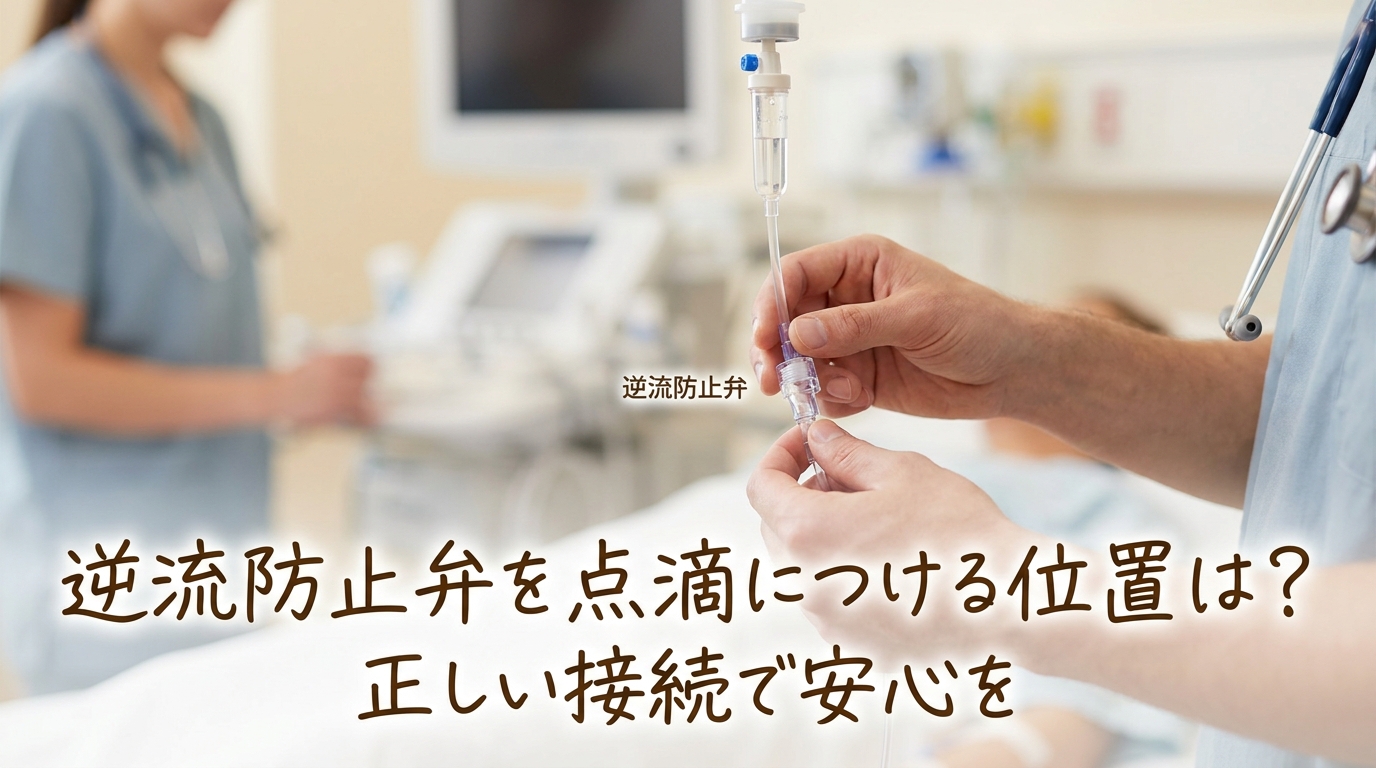 逆流防止弁を点滴につける位置は？