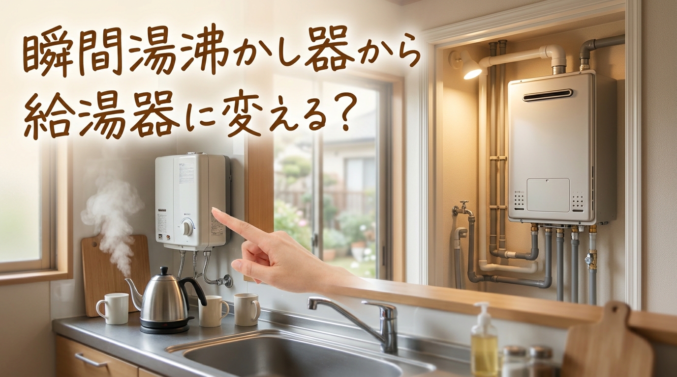 瞬間湯沸かし器から給湯器に変える?