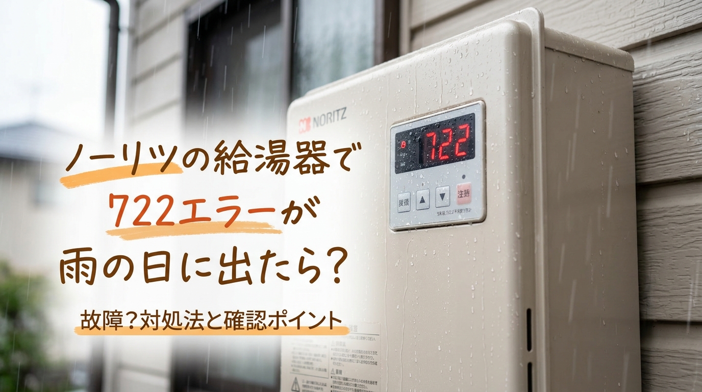 ノーリツの給湯器で722エラーが雨の日に出たら?