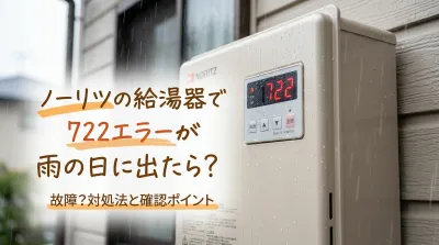 ノーリツの給湯器で722エラーが雨の日に出たら？