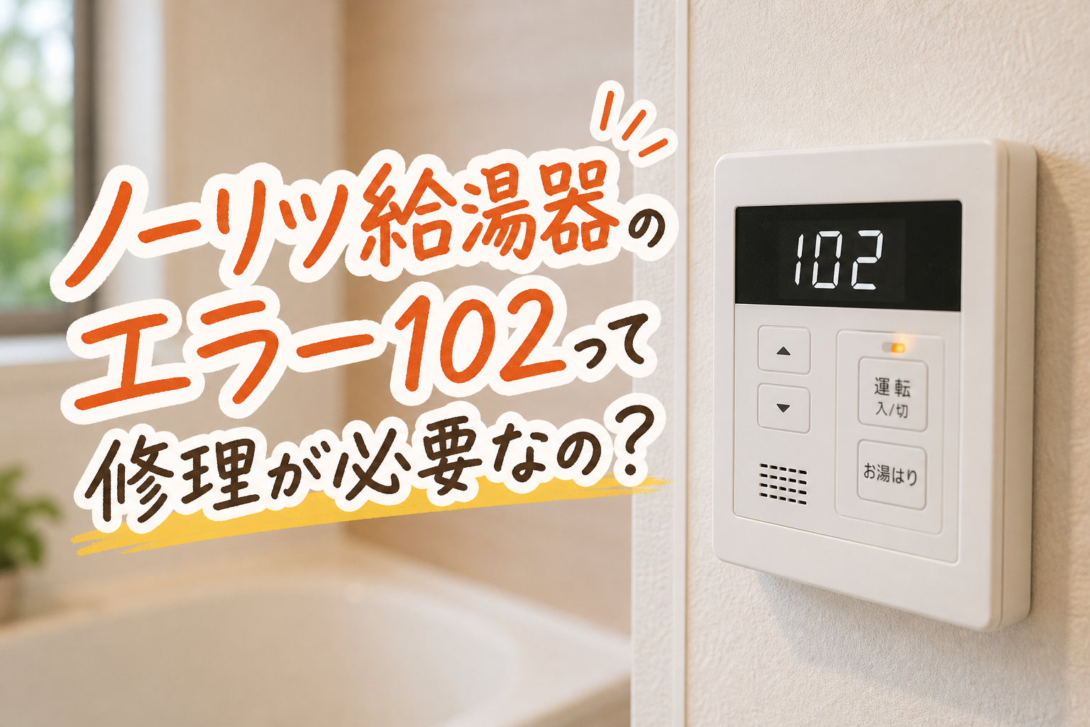ノーリツ給湯器のエラー102って修理が必要なの?