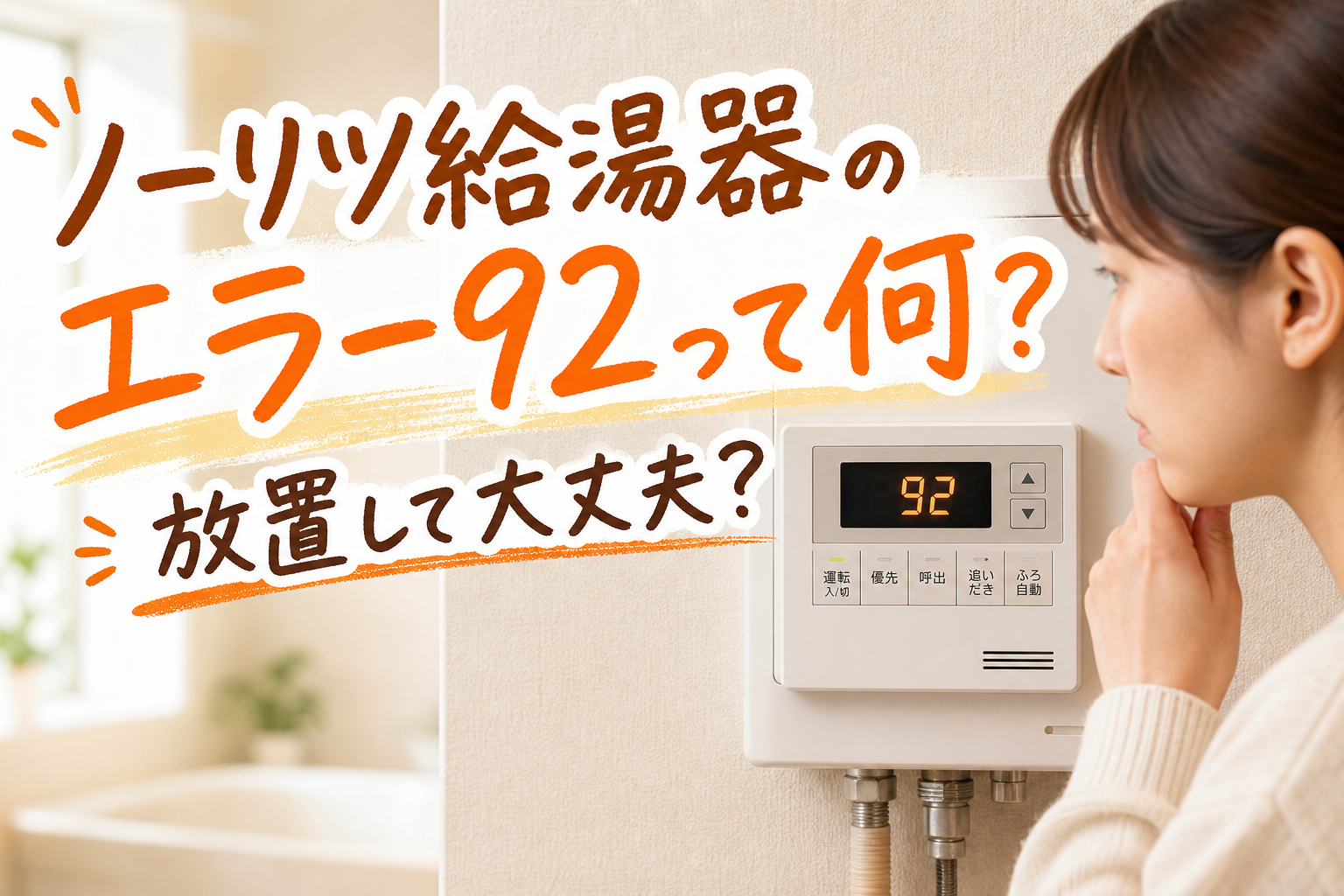 ノーリツ給湯器のエラー92って何?放置して大丈夫?
