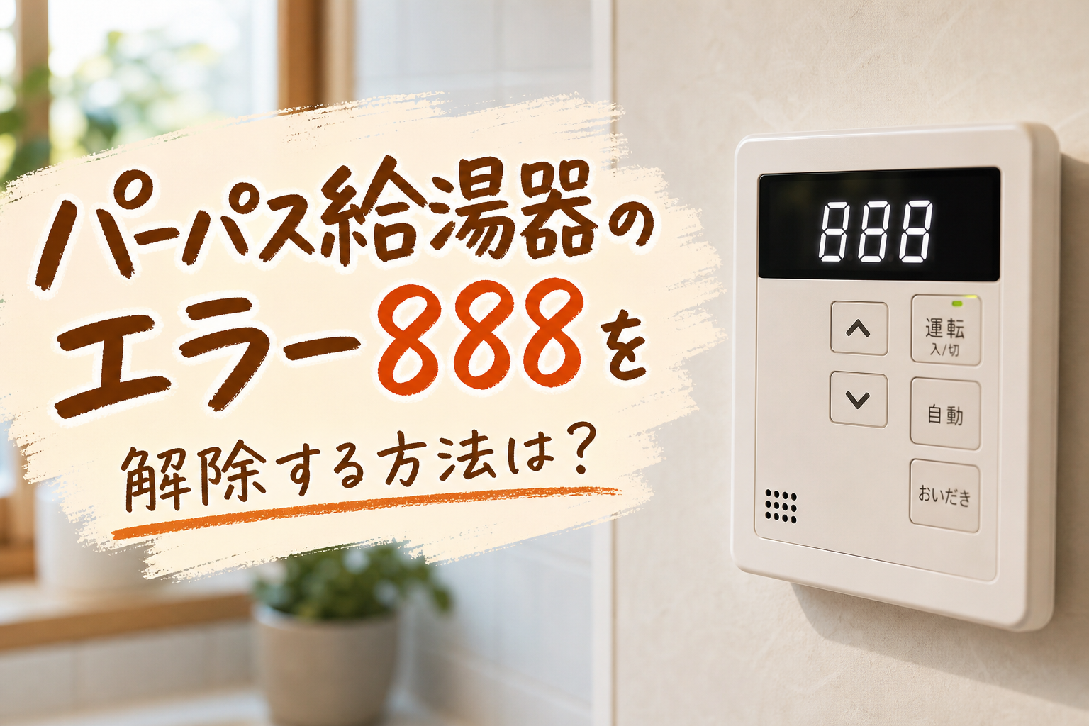 パーパス給湯器のエラー888を解除する方法は?