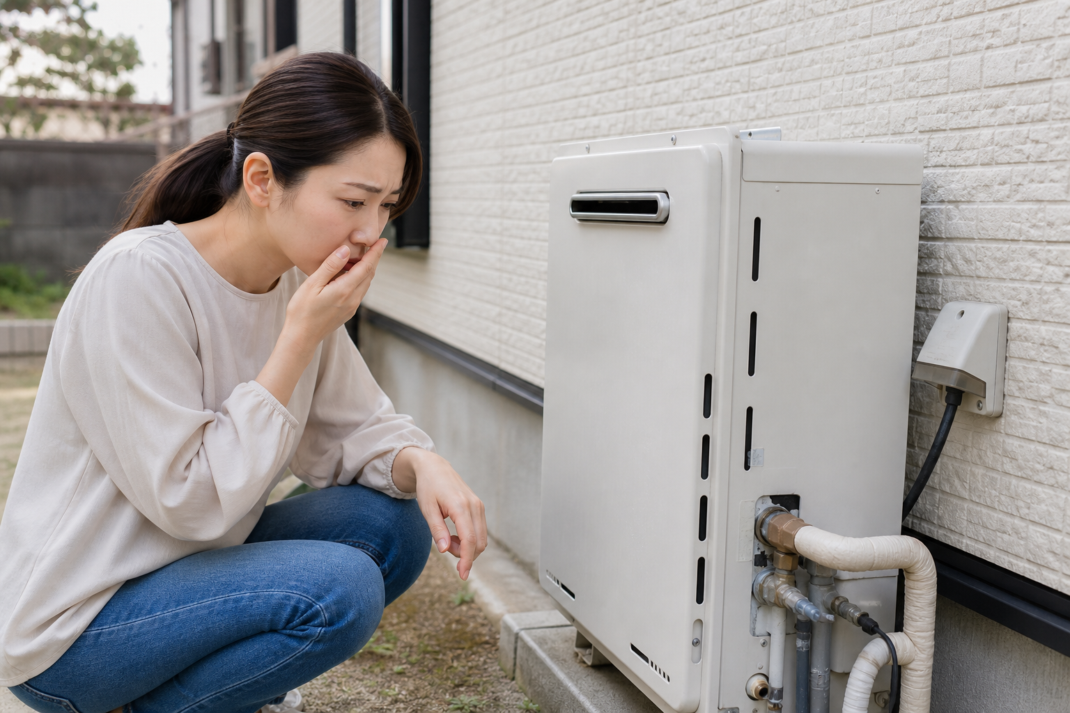 給湯器の外がガス臭い、大丈夫？