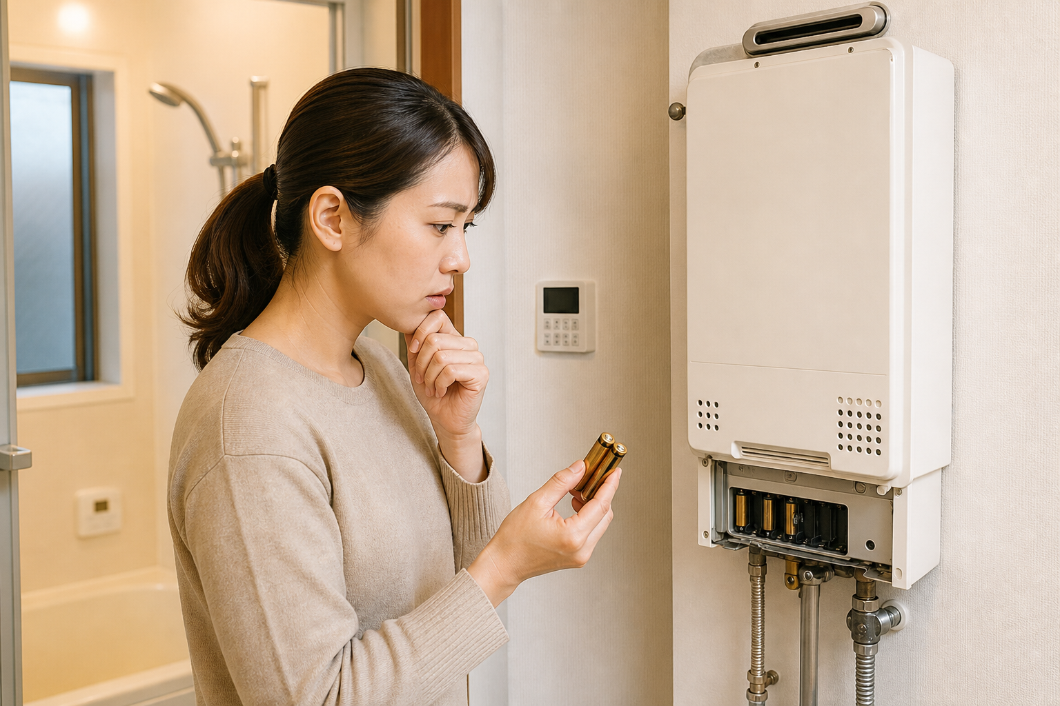 給湯器の電池交換したのにつかない?原因と対処法