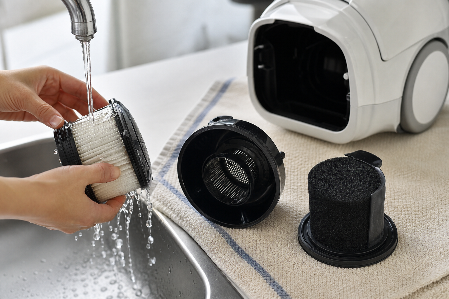 掃除機のフィルターを水洗いしてしまったけど大丈夫？