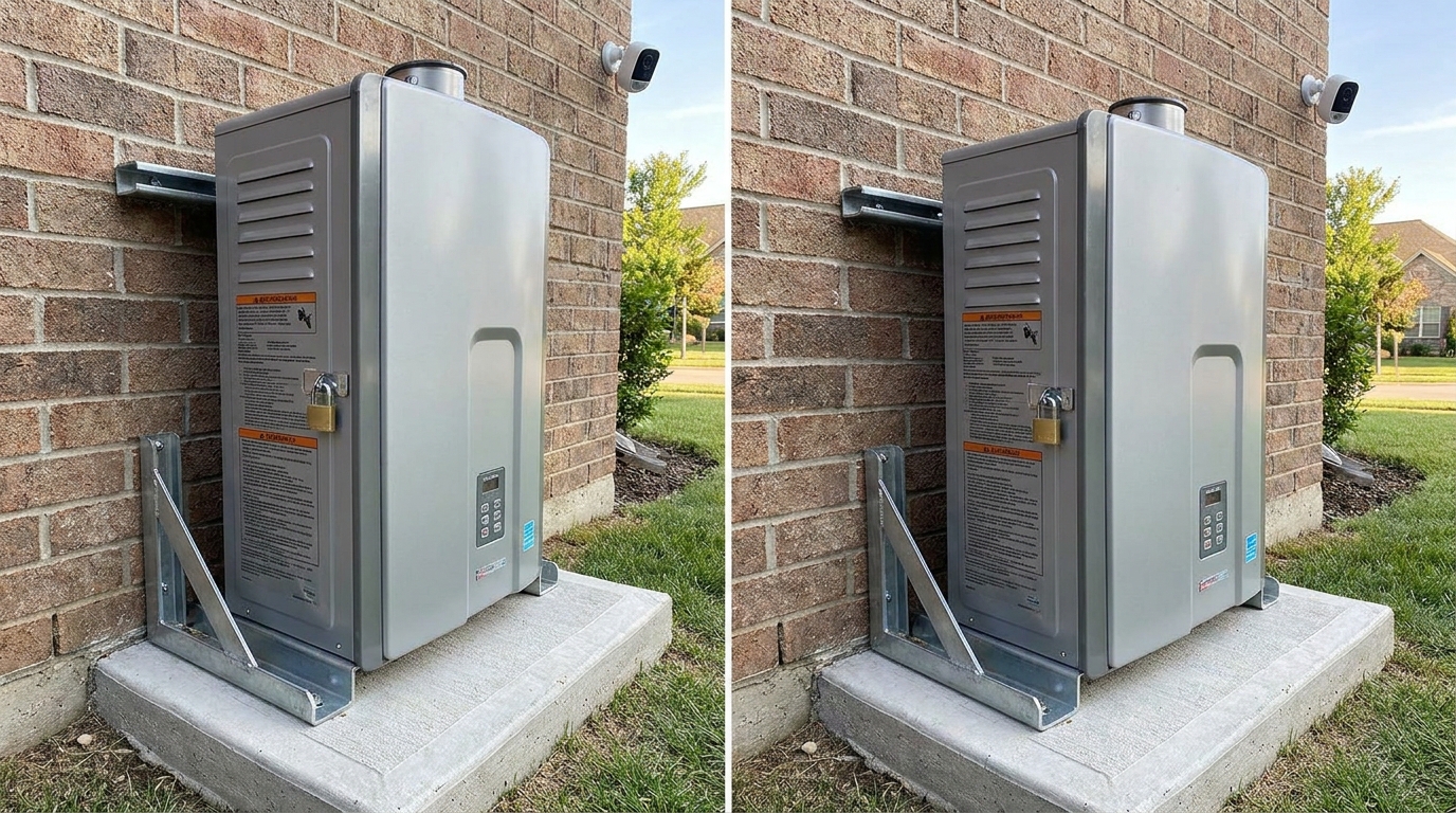 給湯器の盗難防止には物理的な固定と監視が基本です