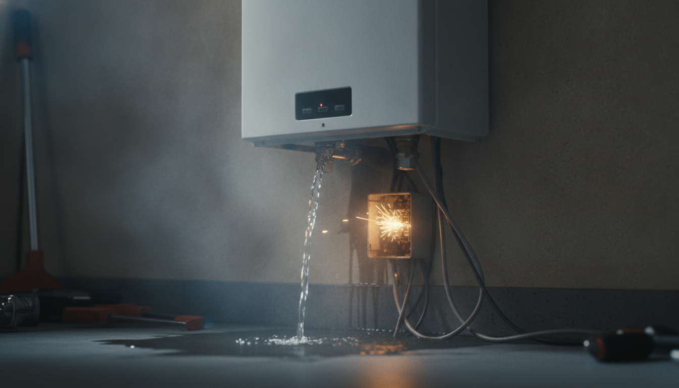 給湯器の水漏れは漏電につながるんです