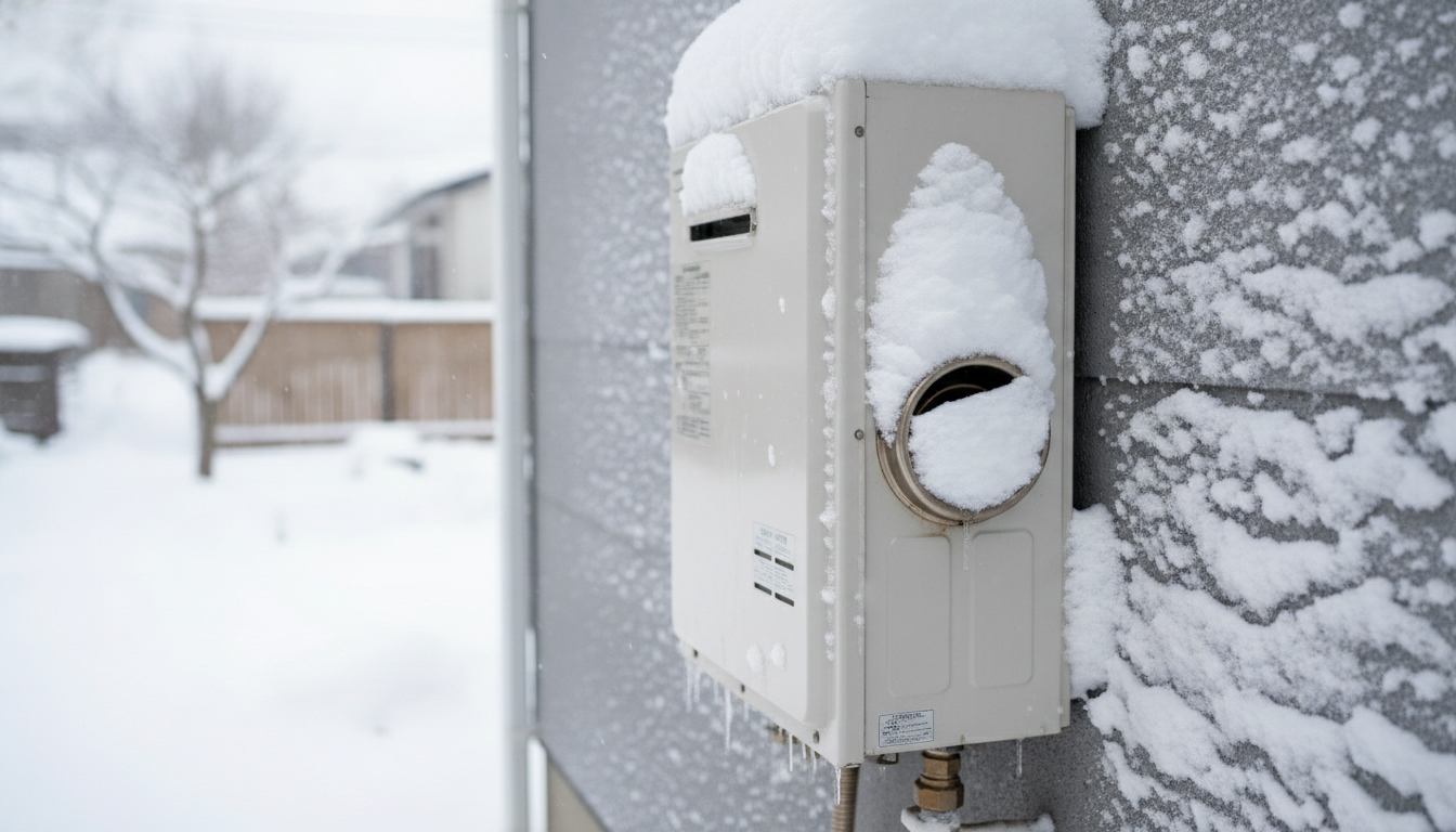 給湯器の排気口が雪で埋まるのは非常に危険です