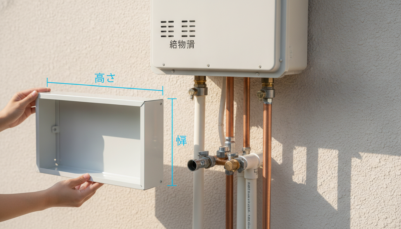 給湯器の配管カバーのサイズは「高さ・幅・奥行き」の3つで決まります