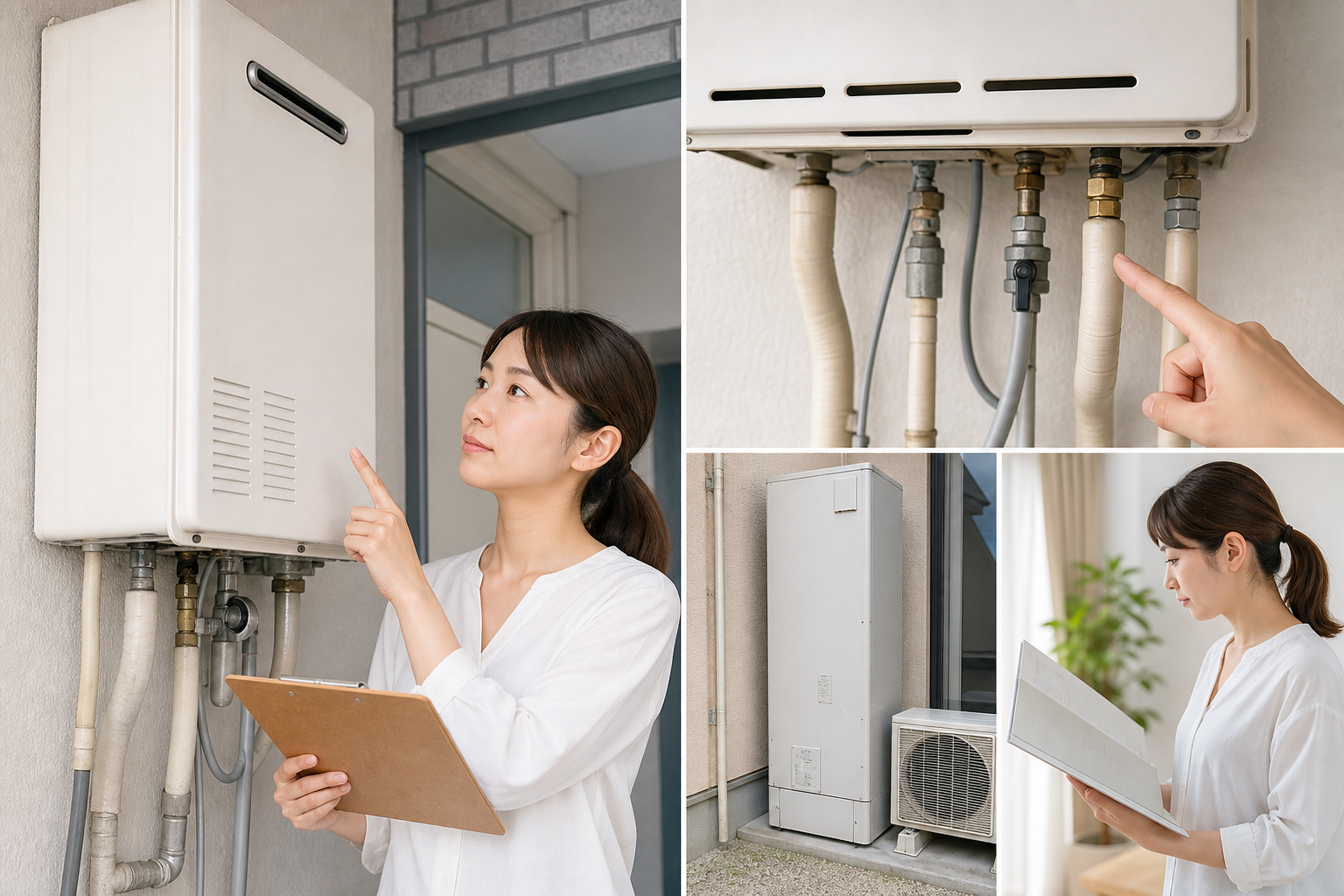 給湯器がガスか電気かは「本体ラベル・配管・設置場所・書類」で見分けられます