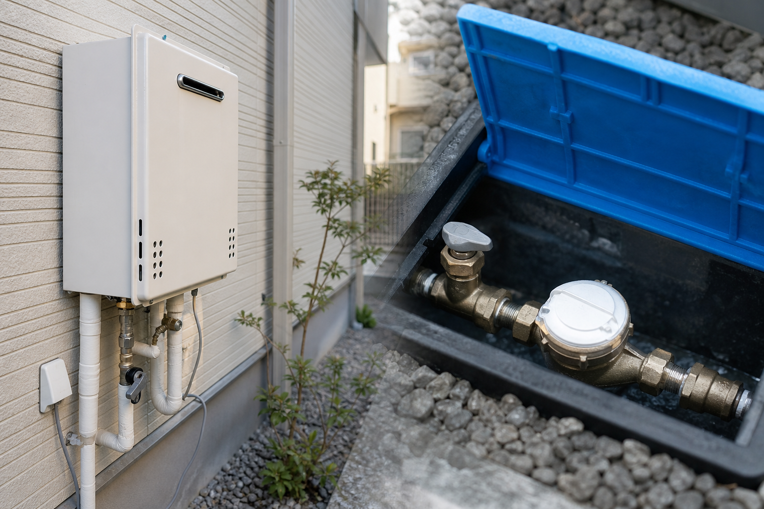 給湯器の元栓は「給湯器のすぐそば」か「メーターボックスの中」にある