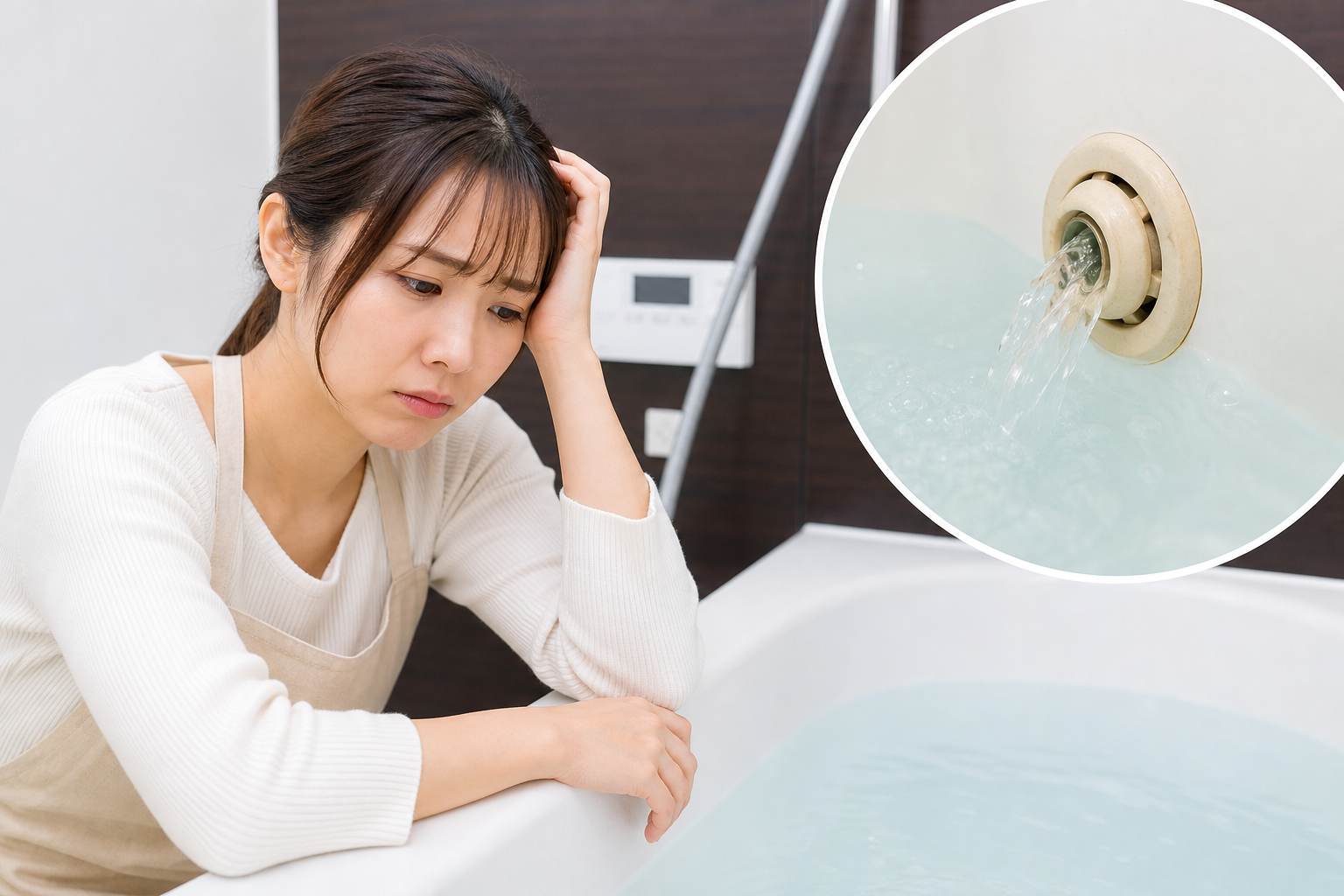 まず結論：すぐにお湯を抜いて、配管をきれいな水で流しましょう