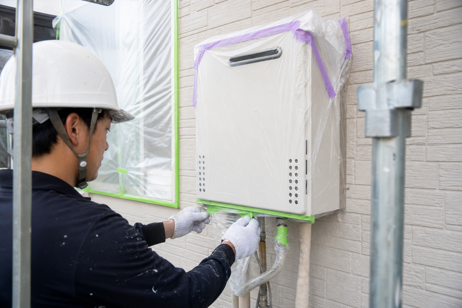 外壁塗装中の給湯器養生のポイントは「排気口を塞がないこと」