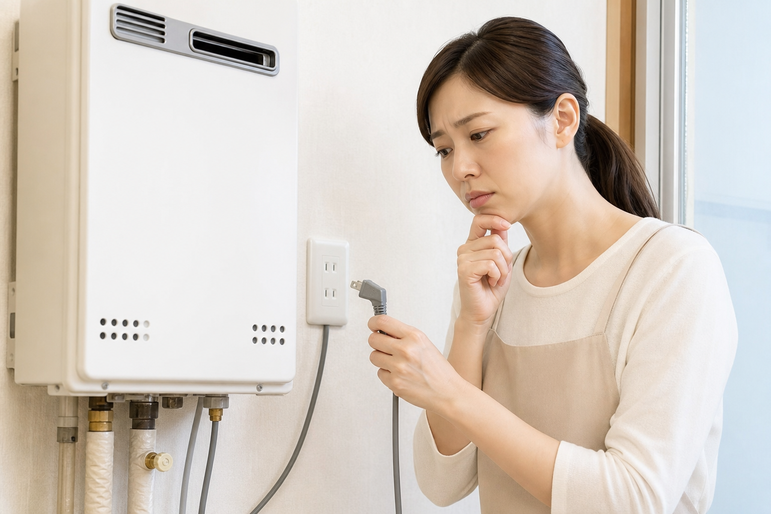 給湯器のコンセントは、基本的に抜かないほうがよいとされています