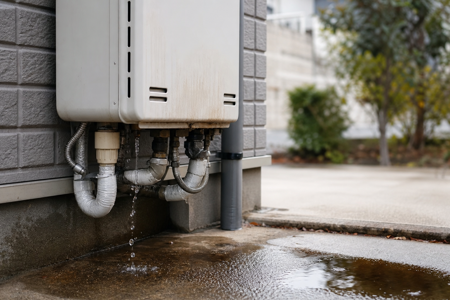 給湯器の外で水漏れが起きる主な原因は4つあります