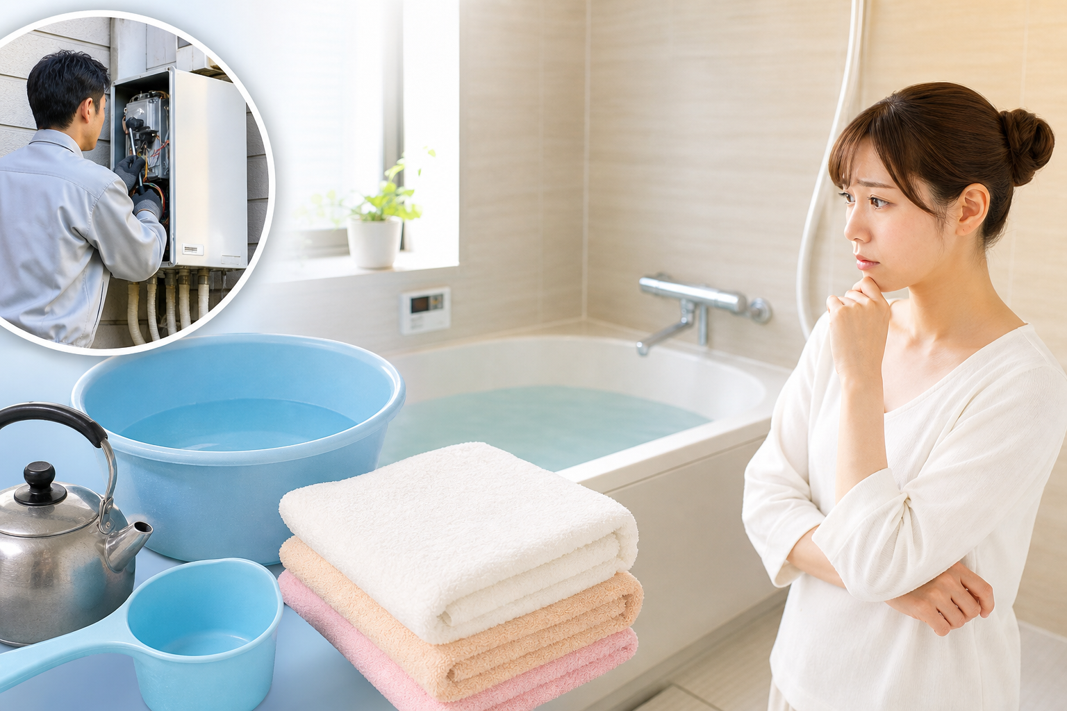 給湯器の代用は「一時的な応急策」が基本です