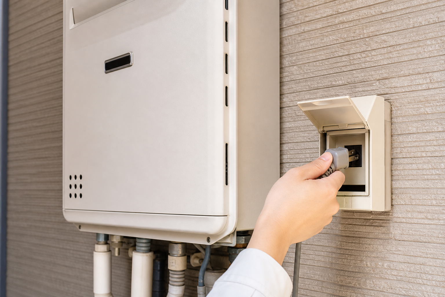 給湯器の水抜きで電源プラグを抜くのは「最後」が正解です