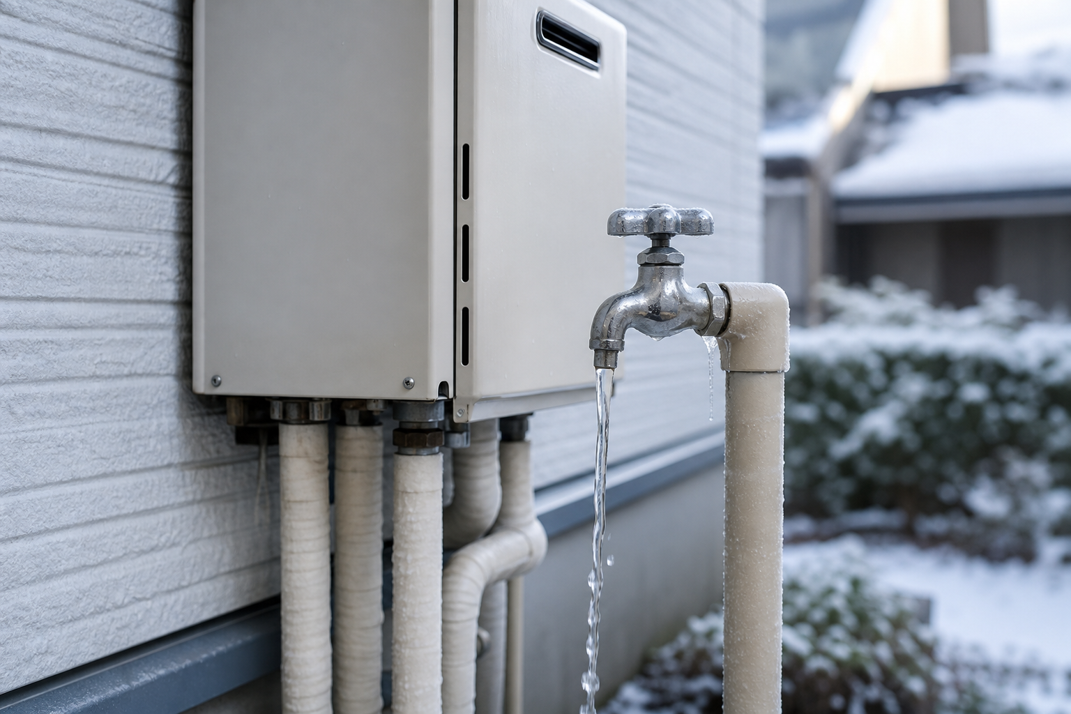 給湯器の凍結防止には、水を細く出しっぱなしにするのが有効です