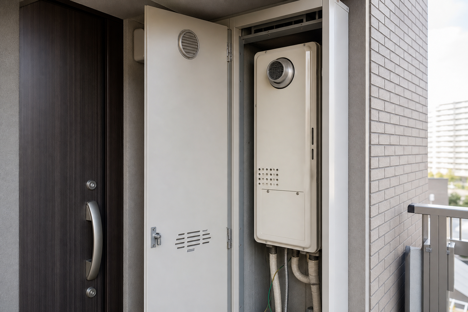 後方排気給湯器とは「背面から排気する集合住宅向けの給湯器」のことです