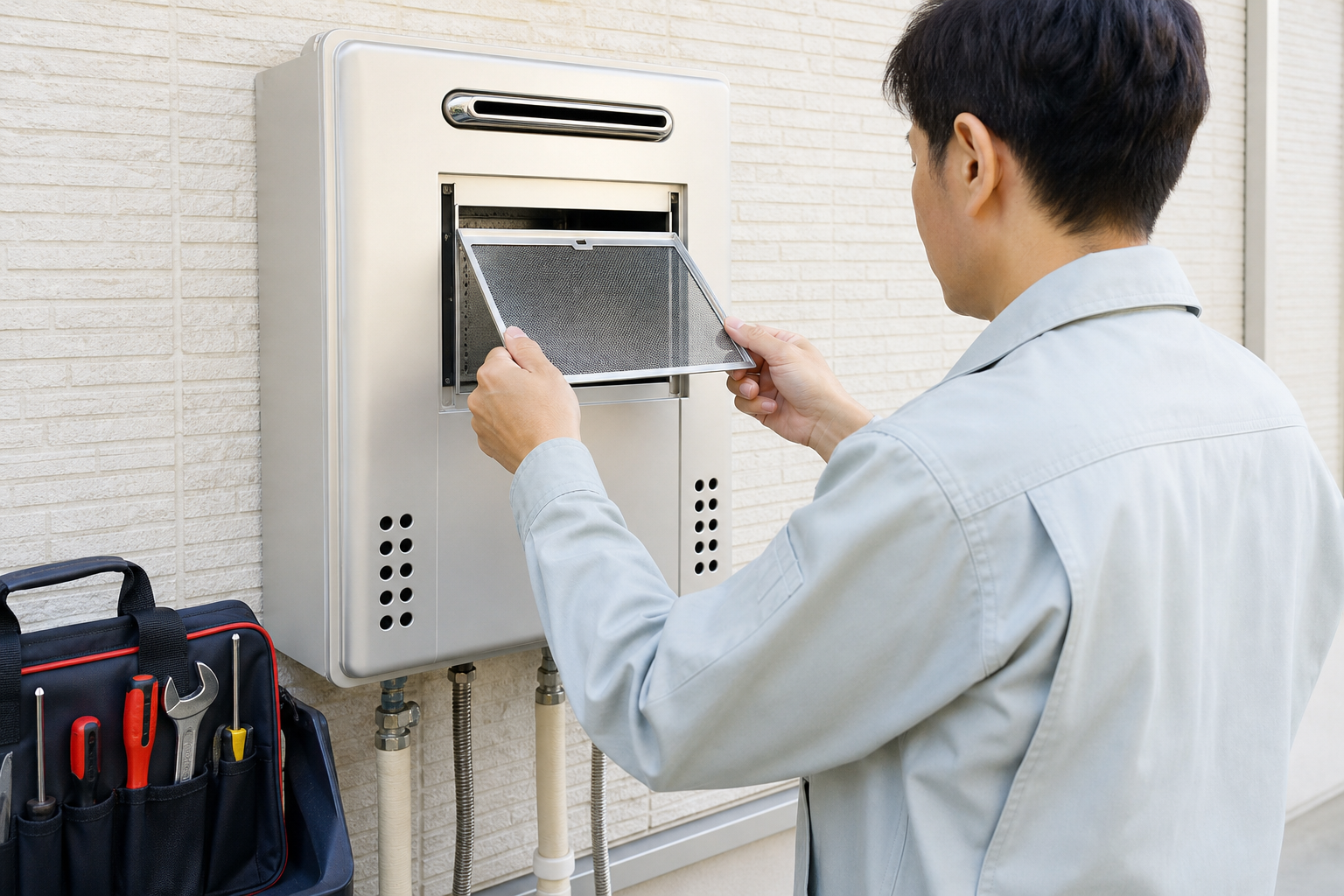 エラー05の対処法：給気フィルターの掃除ステップ