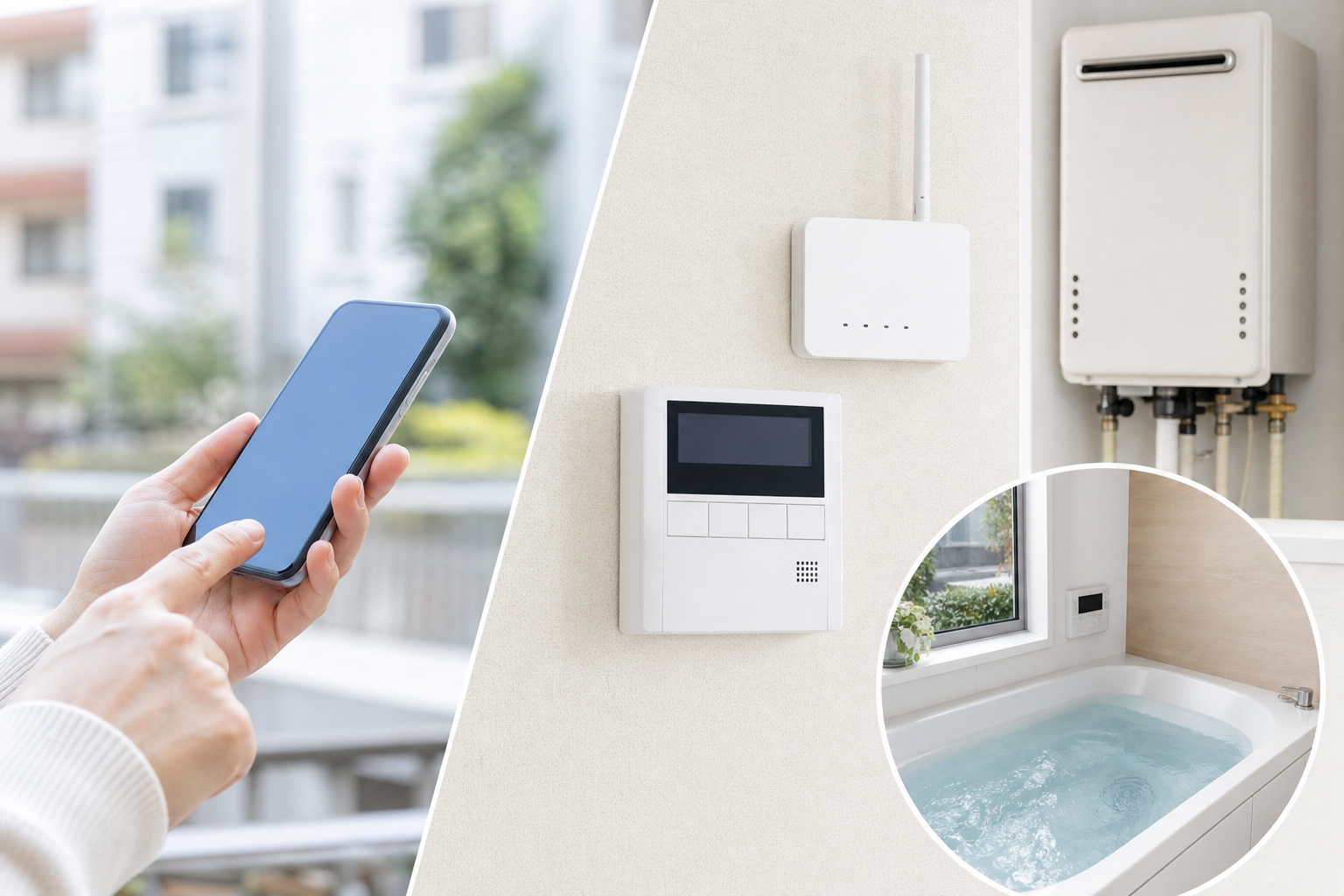 ノーリツ給湯器のリモコンを無線化すると、スマホで遠隔操作ができます